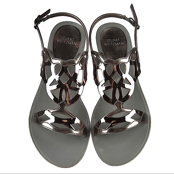 Stuart Weitzman Shoes - Stuart Weitzman Gelfisher Sandals in Metallic Graphite